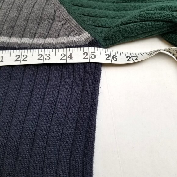 Arrow Green Navy Gray Colorblock Ribbed Cotton Sweater Size XXL Preppy Vintage - Picture 4 of 5